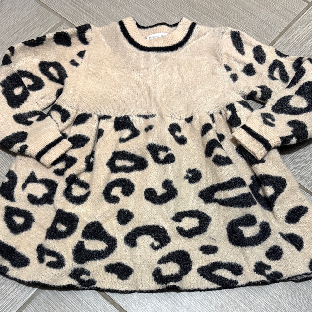 Leopard Print thick Kids Sweater Dress
